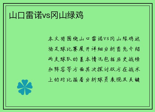 山口雷诺vs冈山绿鸡